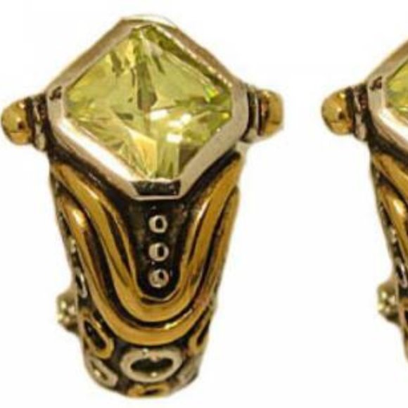 Cubic Zirconia Designer Earring Green Peridot NWT - Picture 2 of 5